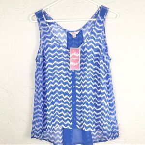 Candie’s Sky Blue Chevron Sleeveless Lightweight Flowy blouse NEW